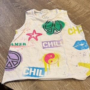 Chaser Kids Peace and Fun Tank Top - White, Green, Pink, Blue